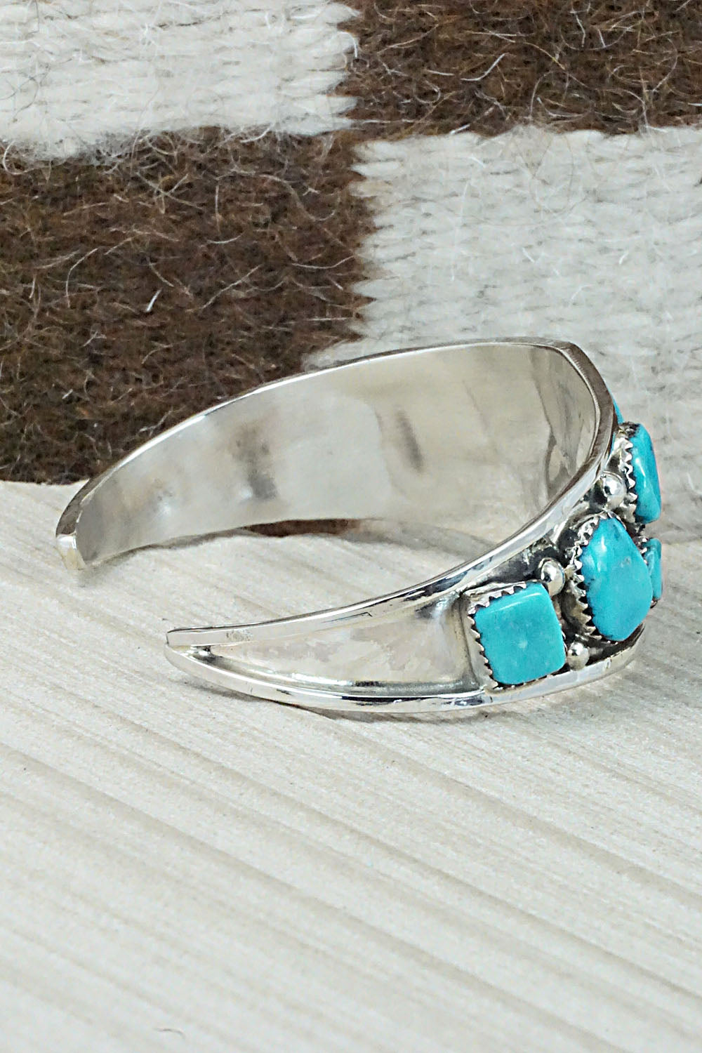Turquoise & Sterling Silver Bracelet - Vangie Tsabetsaye