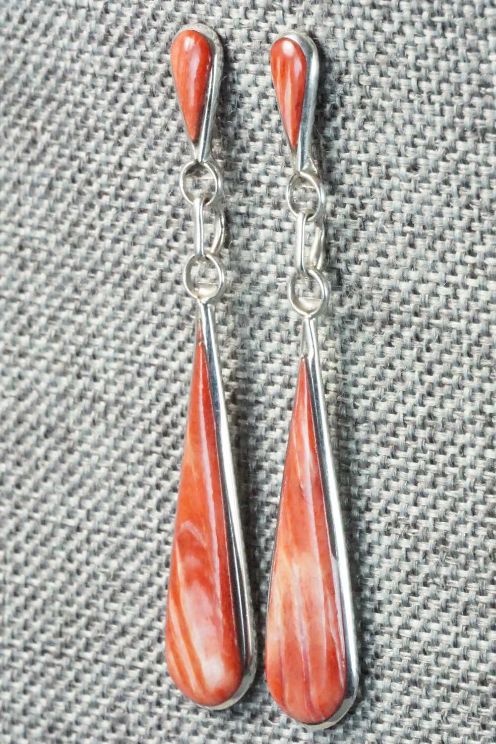 Spiny Oyster & Sterling Silver Earrings - Angela Gasper