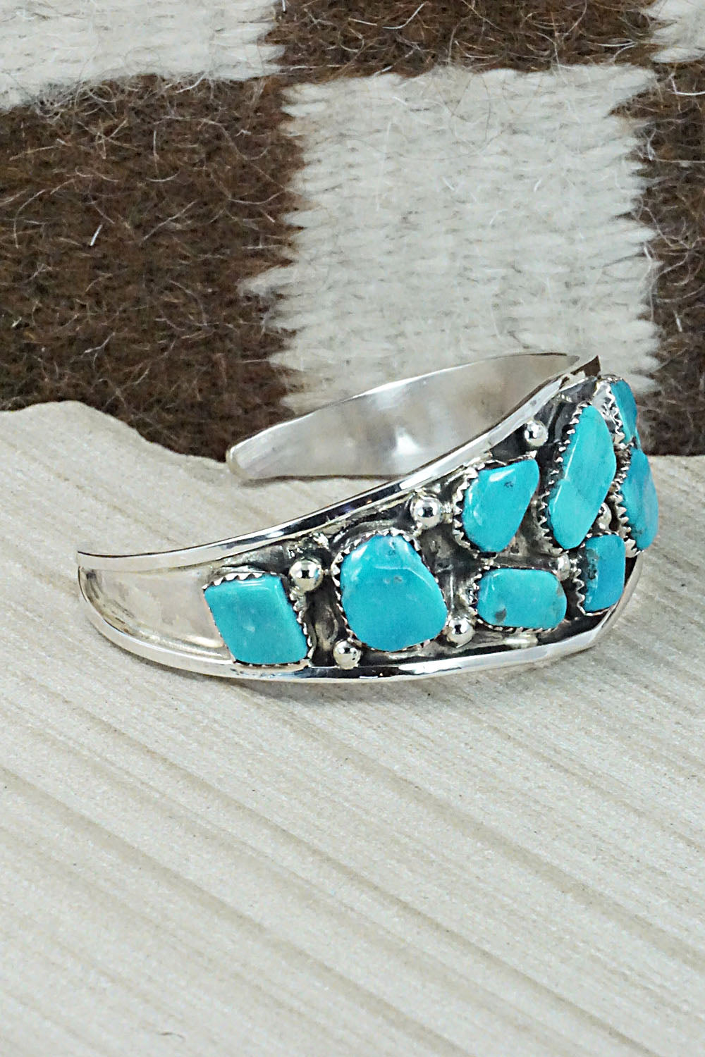 Turquoise & Sterling Silver Bracelet - Vangie Tsabetsaye