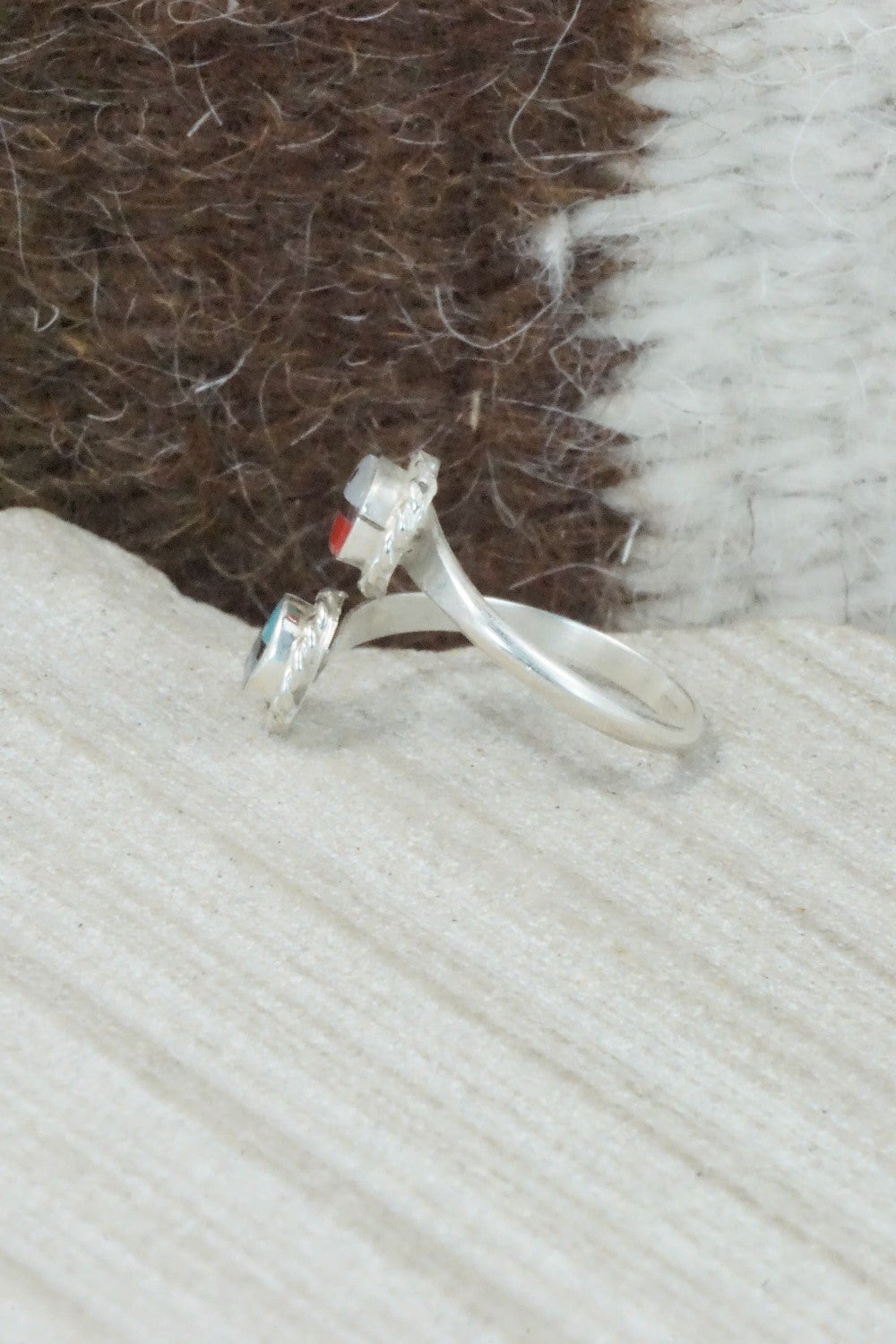 Multi Stone & Sterling Silver Inlay Ring - Devoria Bowakaty - Size 4