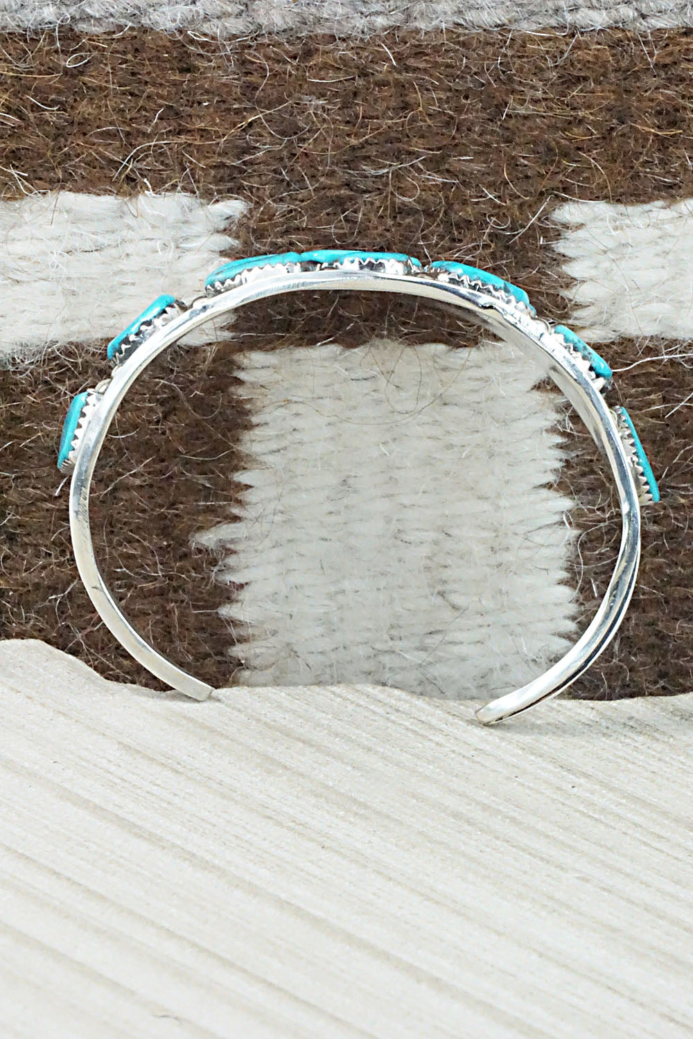 Turquoise & Sterling Silver Bracelet - Vangie Tsabetsaye