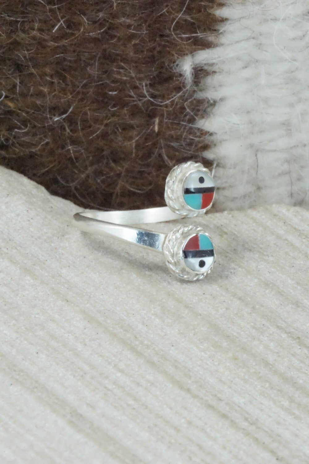 Multi Stone & Sterling Silver Inlay Ring - Devoria Bowakaty - Size 5