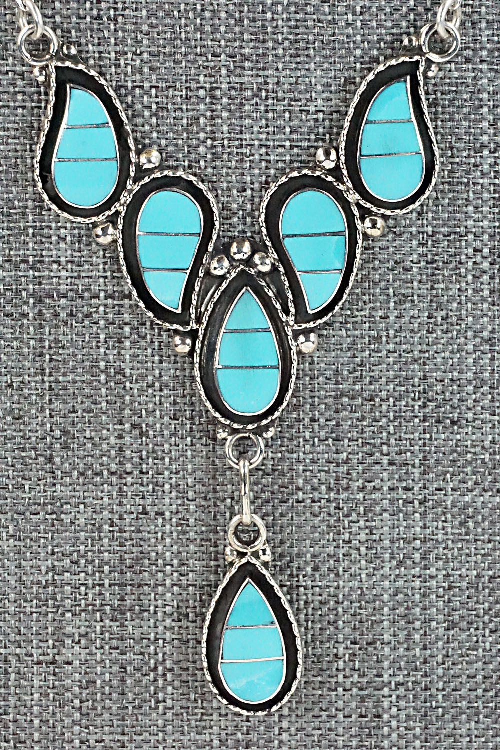 Turquoise & Sterling Silver Necklace and Earrings - Faye Lowsayatee