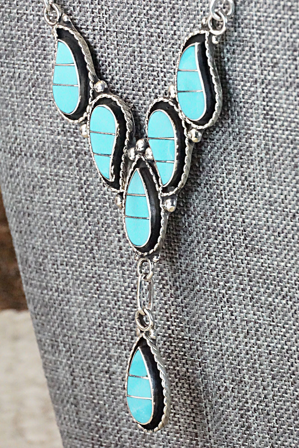 Turquoise & Sterling Silver Necklace and Earrings - Faye Lowsayatee