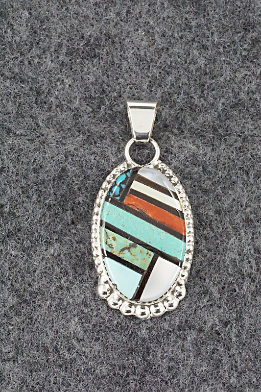 Multi Stone & Sterling Silver Inlay Pendant - Wayne Haloo