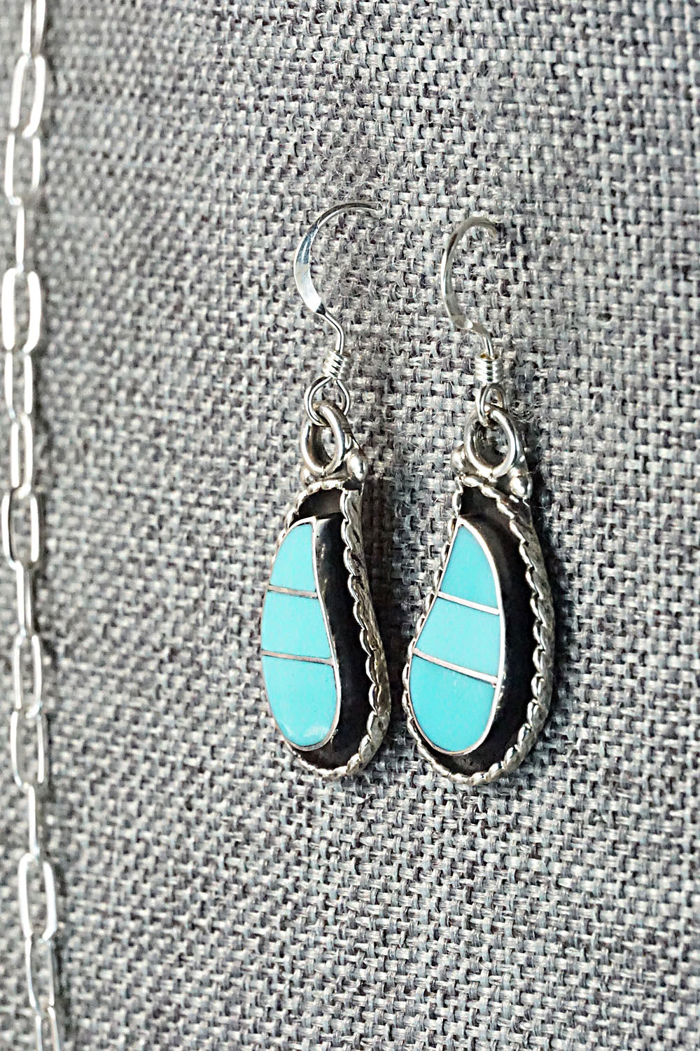 Turquoise & Sterling Silver Necklace and Earrings - Faye Lowsayatee
