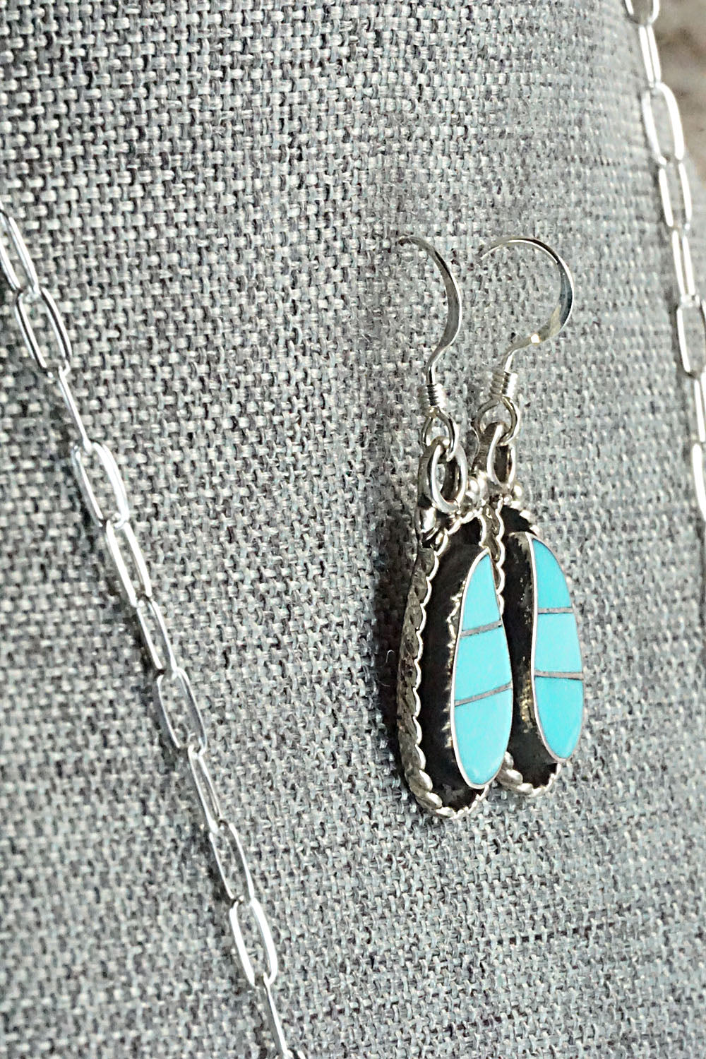 Turquoise & Sterling Silver Necklace and Earrings - Faye Lowsayatee