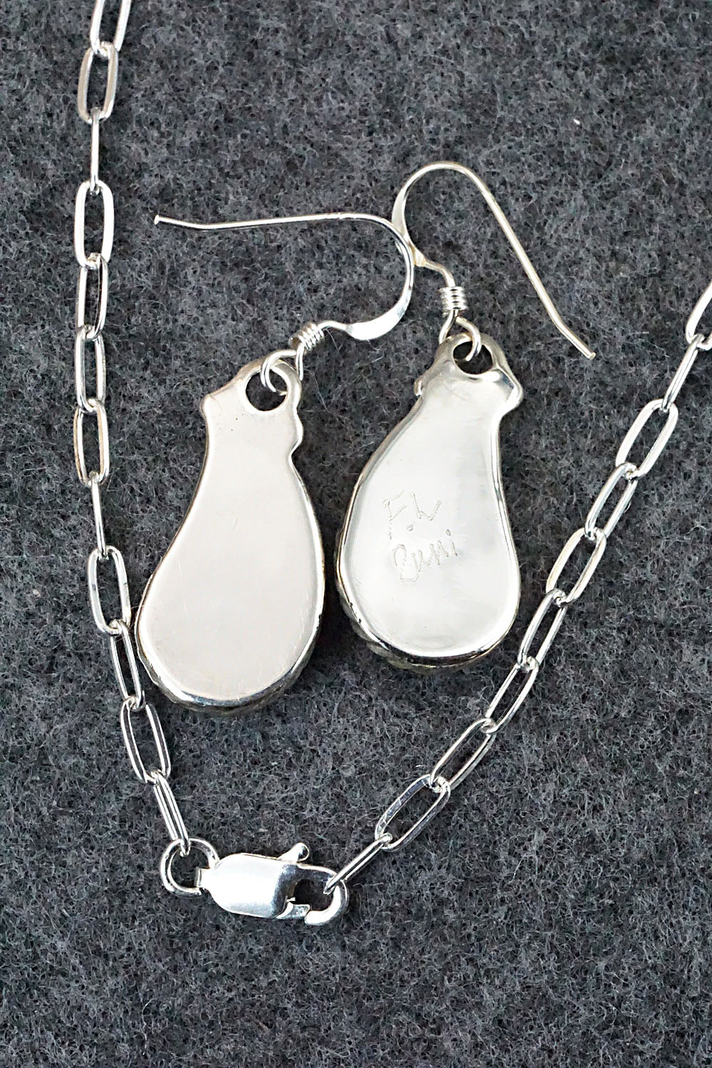 Turquoise & Sterling Silver Necklace and Earrings - Faye Lowsayatee