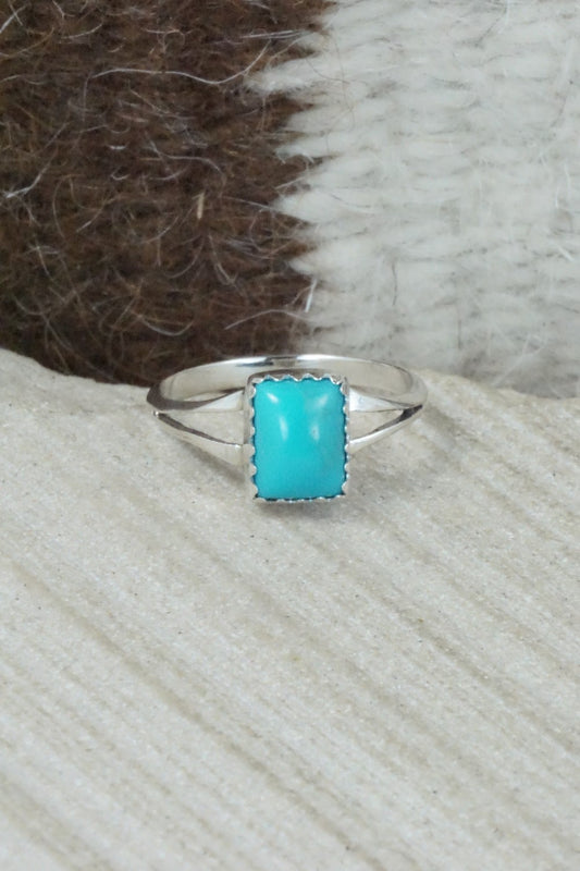 Turquoise and Sterling Silver Ring - Robert Martinez - Size 7.75