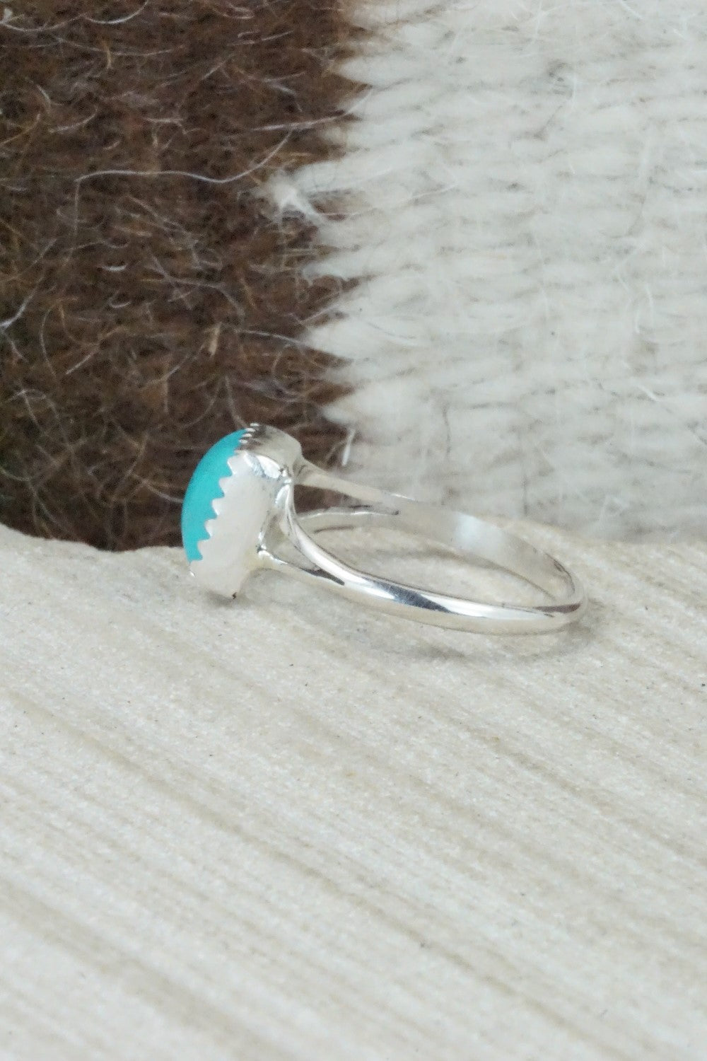 Turquoise and Sterling Silver Ring - Robert Martinez - Size 7.75