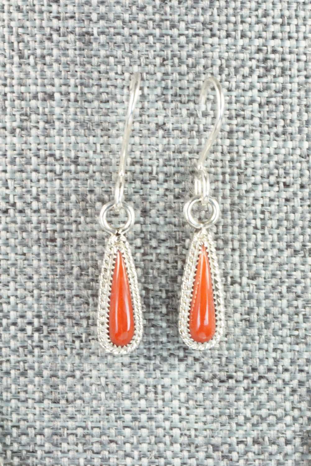 Coral & Sterling Silver Necklace and Earrings Set - Smokey Gchachu