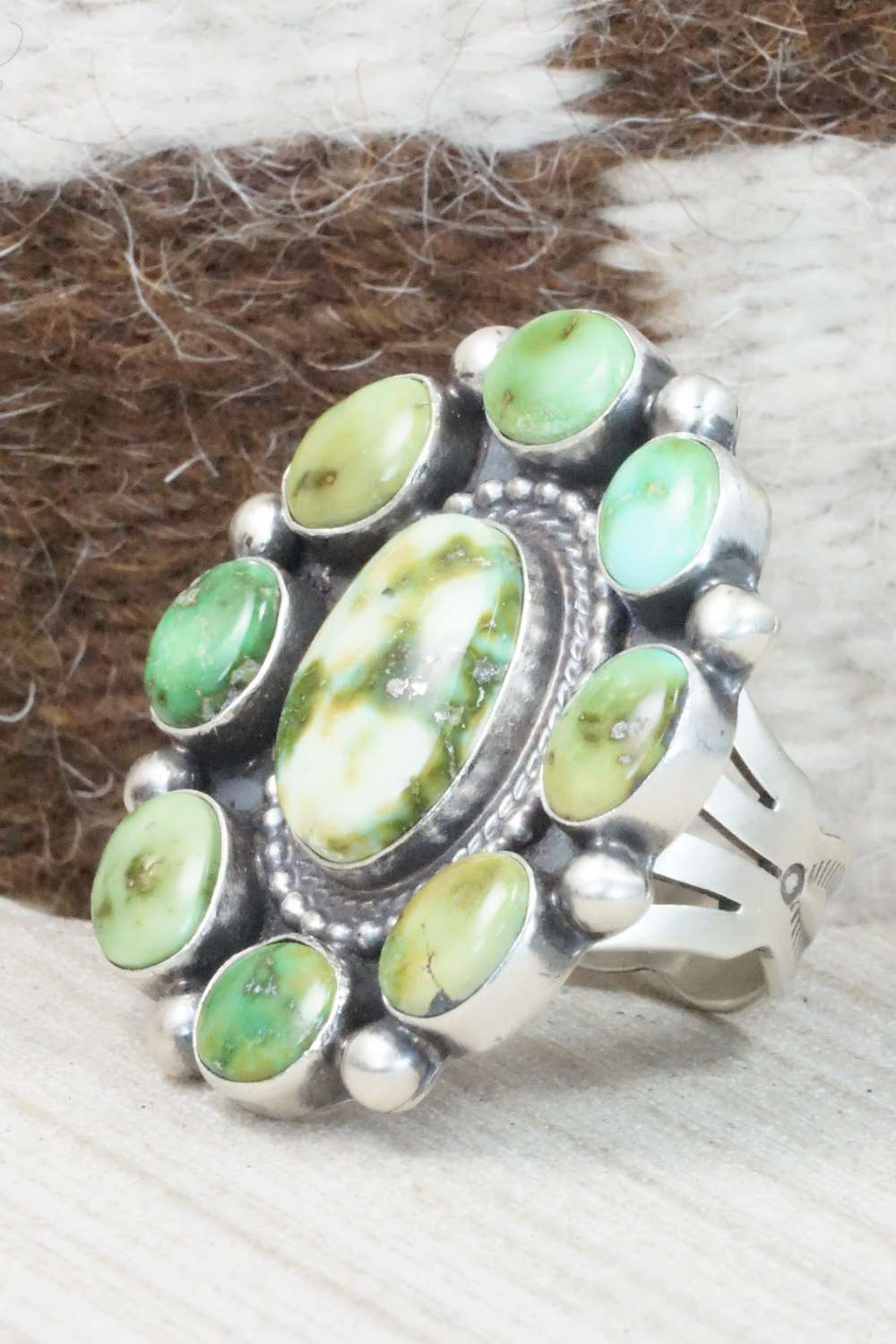 Turquoise & Sterling Silver Ring - Tom Lewis - Size 8
