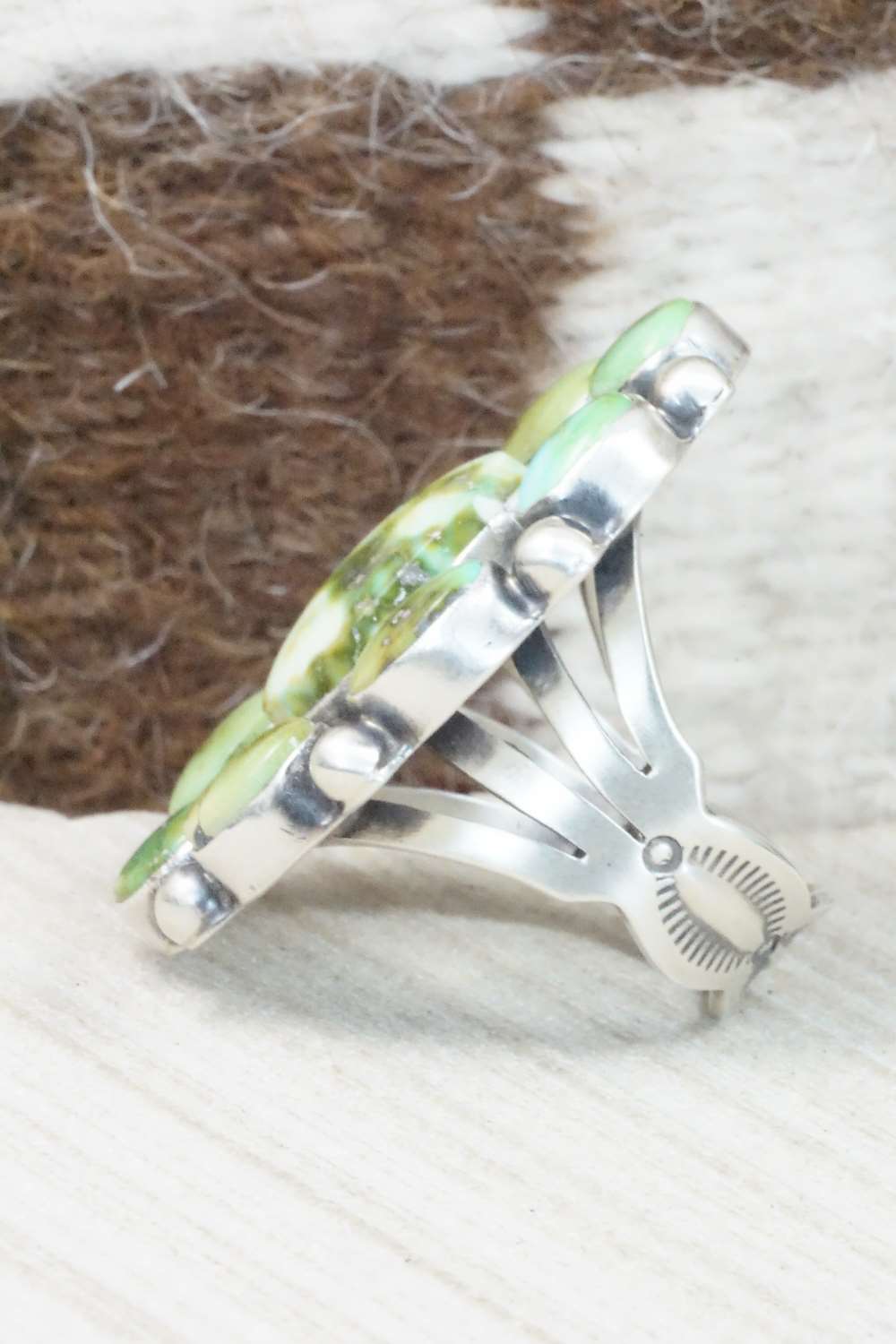 Turquoise & Sterling Silver Ring - Tom Lewis - Size 8