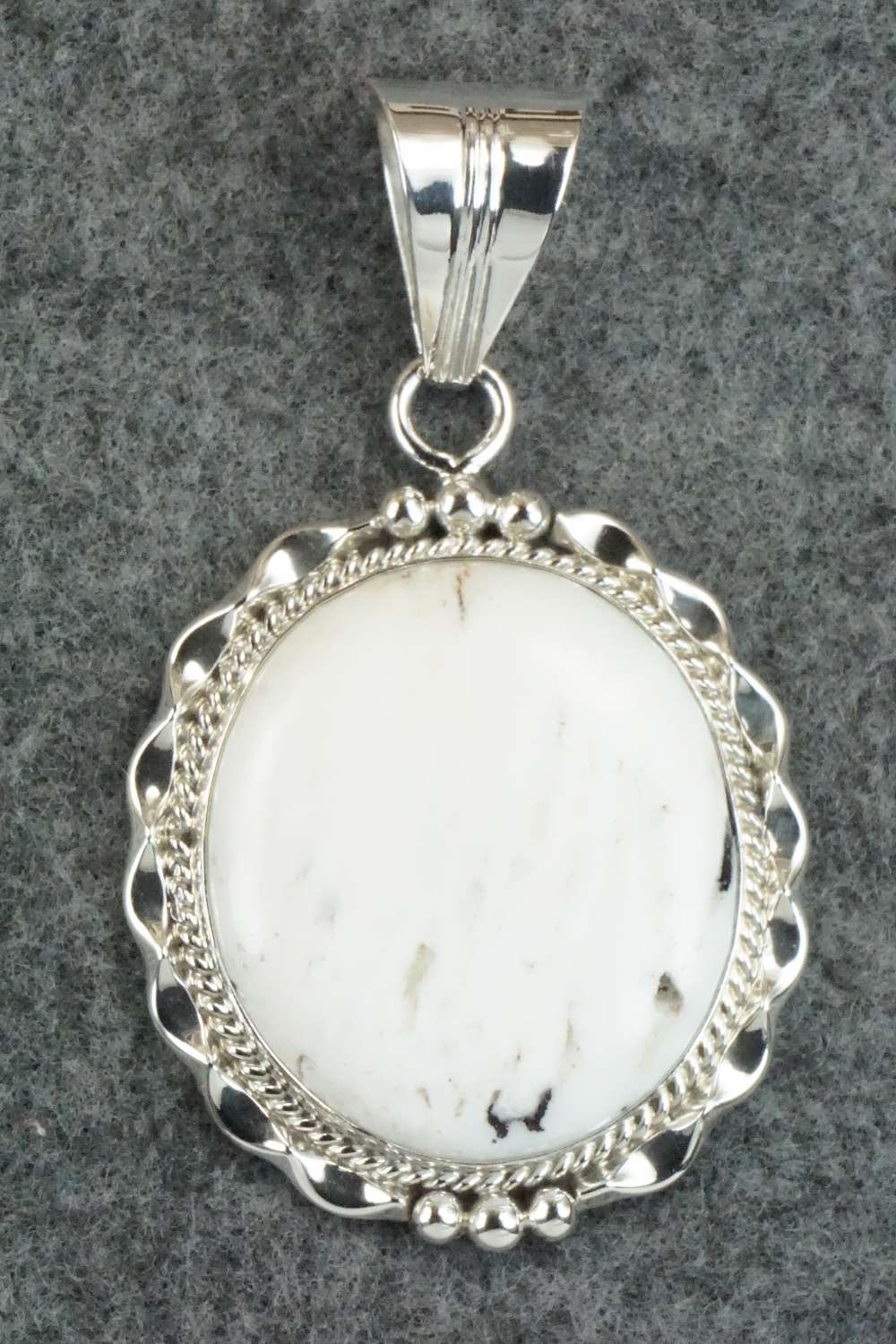 White Buffalo & Sterling Silver Pendant - Samuel Yellowhair