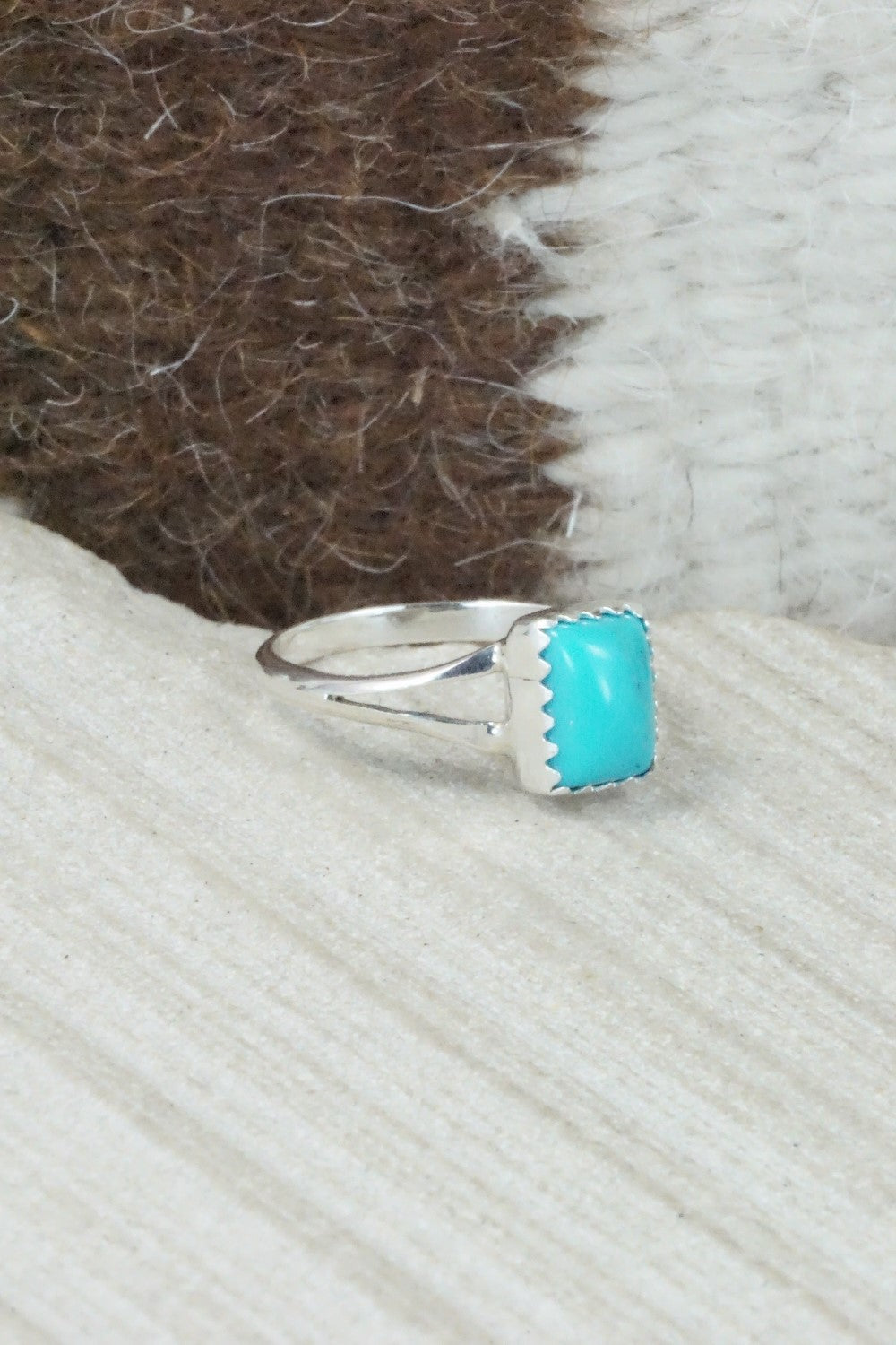 Turquoise and Sterling Silver Ring - Robert Martinez - Size 7.75
