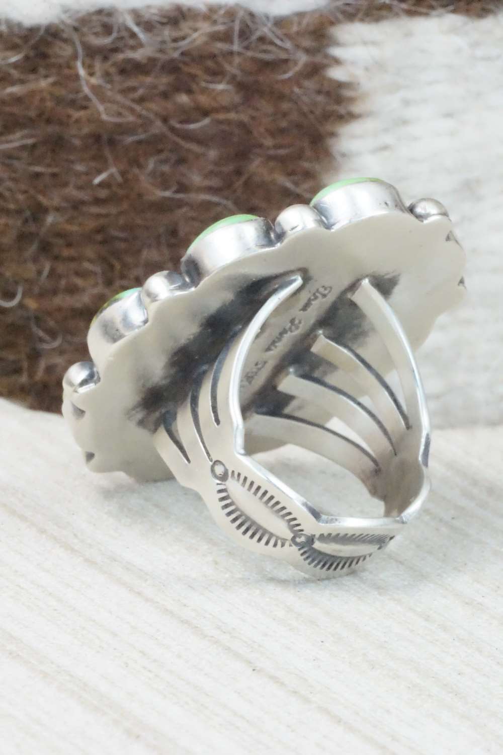 Turquoise & Sterling Silver Ring - Tom Lewis - Size 8