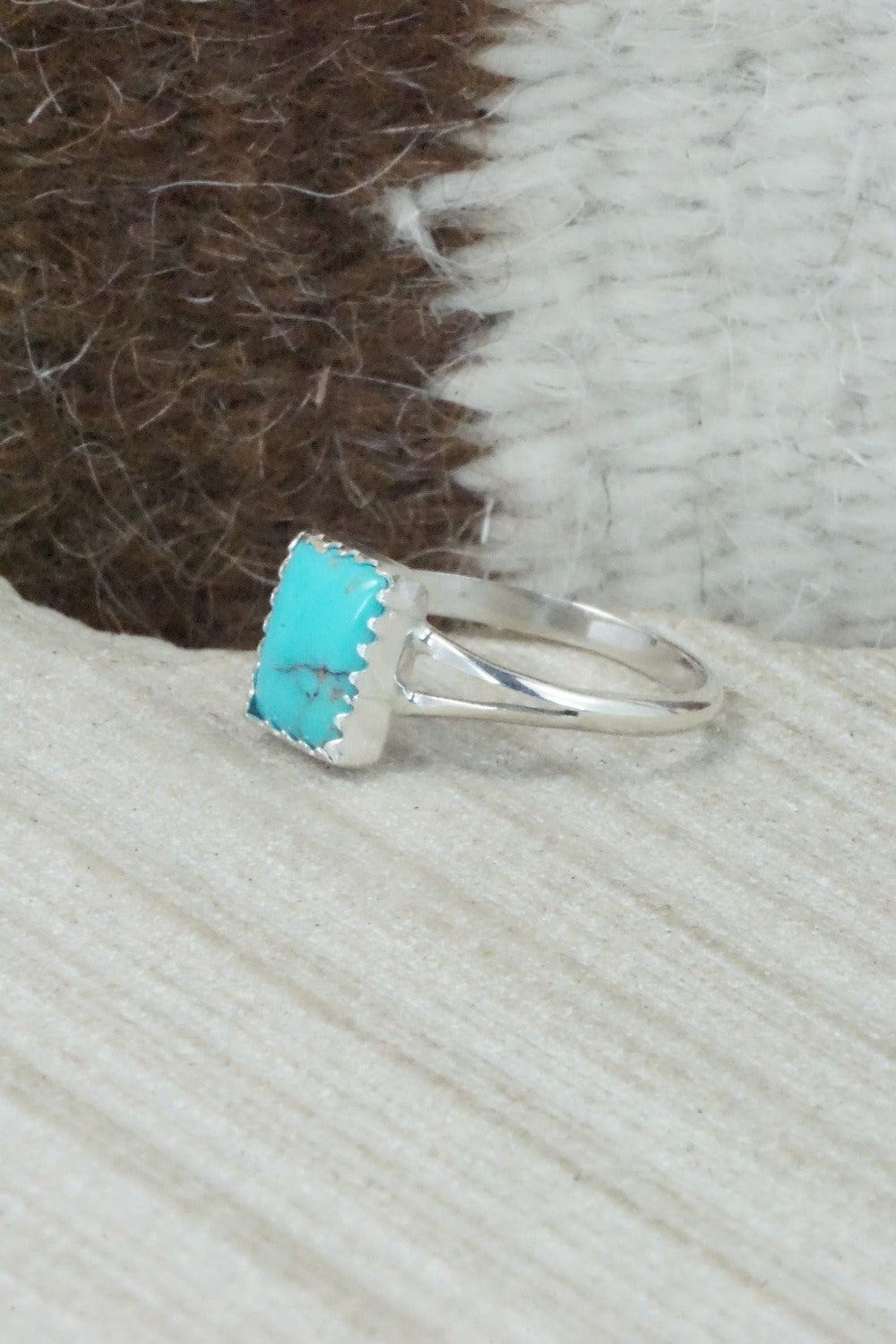 Turquoise and Sterling Silver Ring - Robert Martinez - Size 6.75