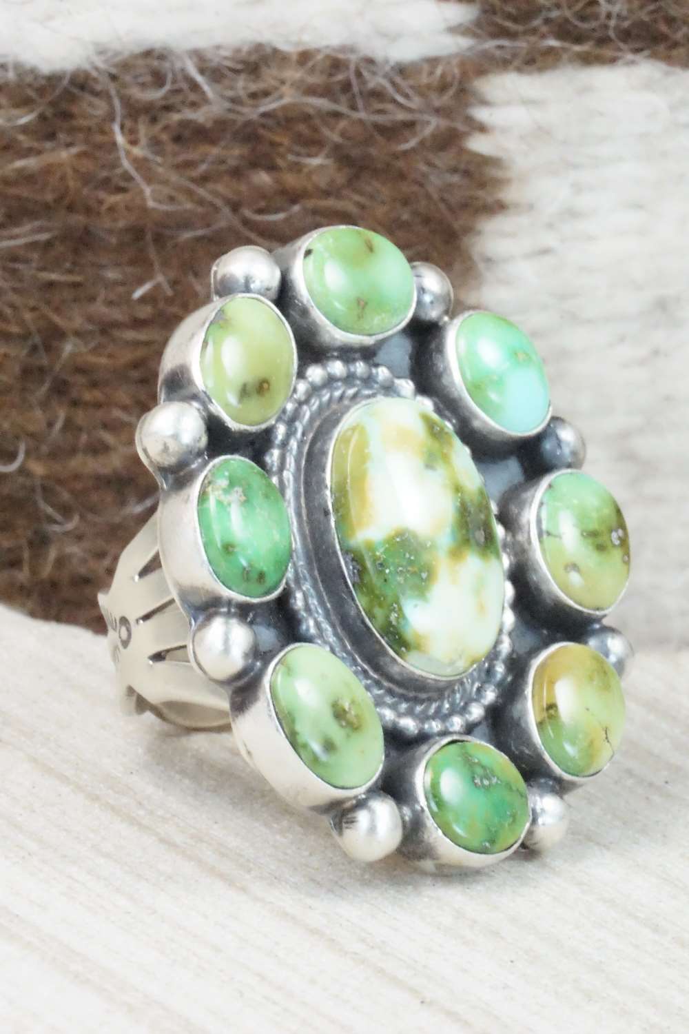Turquoise & Sterling Silver Ring - Tom Lewis - Size 8