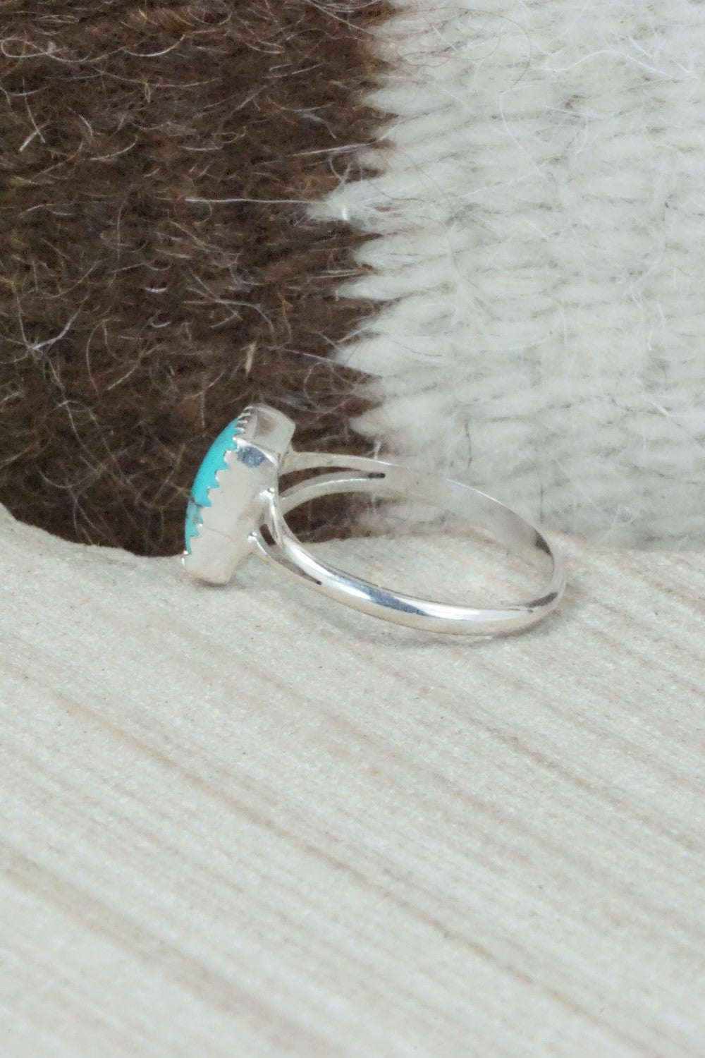 Turquoise and Sterling Silver Ring - Robert Martinez - Size 6.75