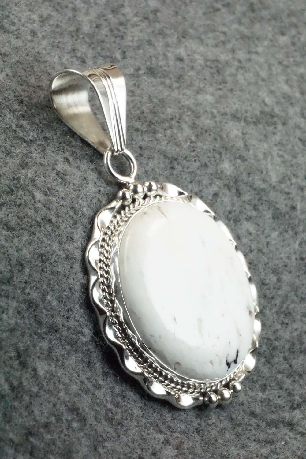 White Buffalo & Sterling Silver Pendant - Samuel Yellowhair