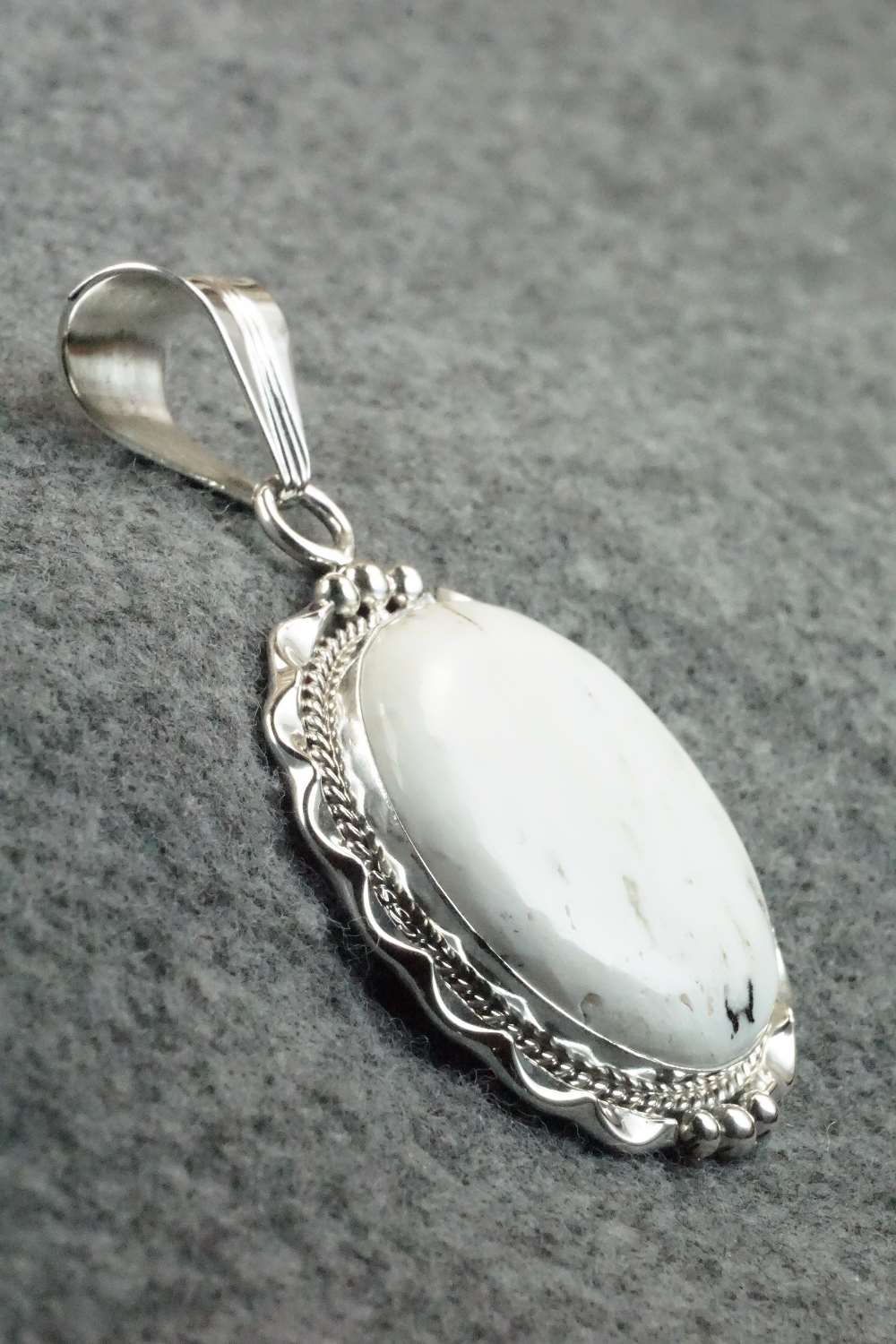White Buffalo & Sterling Silver Pendant - Samuel Yellowhair
