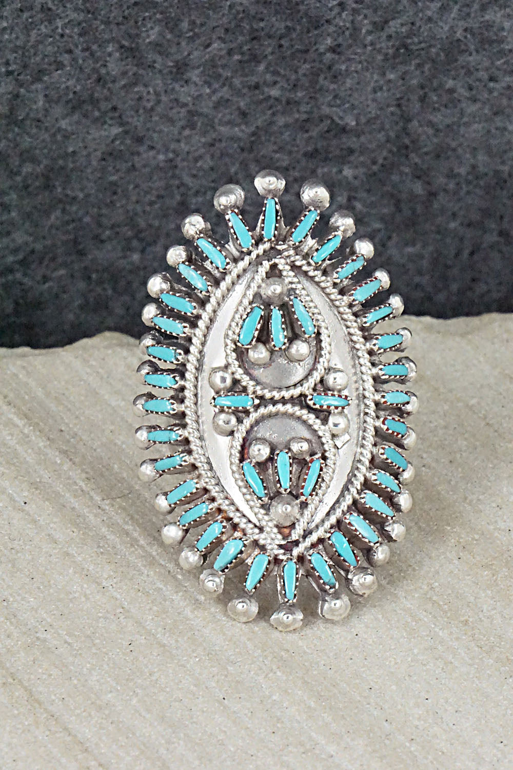 Turquoise & Sterling Silver Ring - Vincent Johnson - Size 7.5