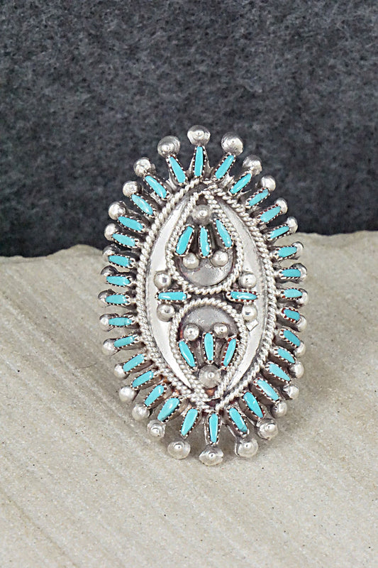 Turquoise & Sterling Silver Ring - Vincent Johnson - Size 7.5