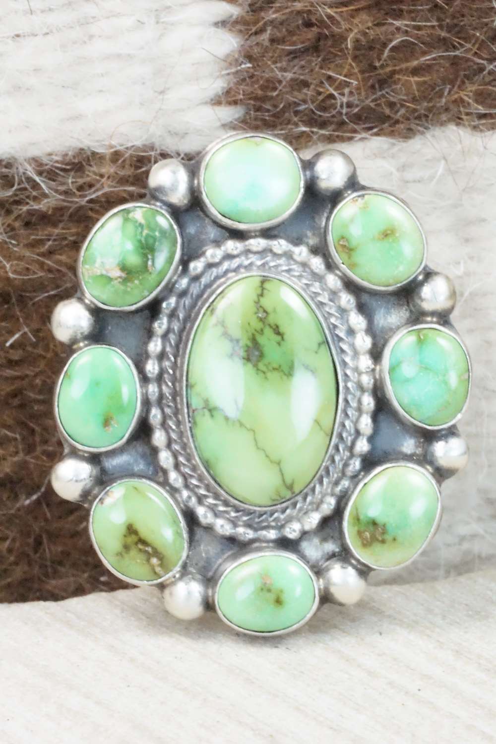 Turquoise & Sterling Silver Ring - Tom Lewis - Size 8