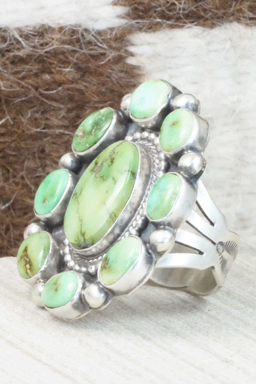 Turquoise & Sterling Silver Ring - Tom Lewis - Size 8