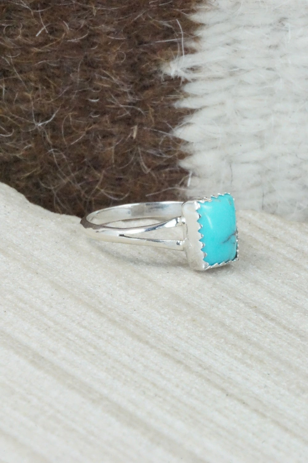 Turquoise and Sterling Silver Ring - Robert Martinez - Size 6.75