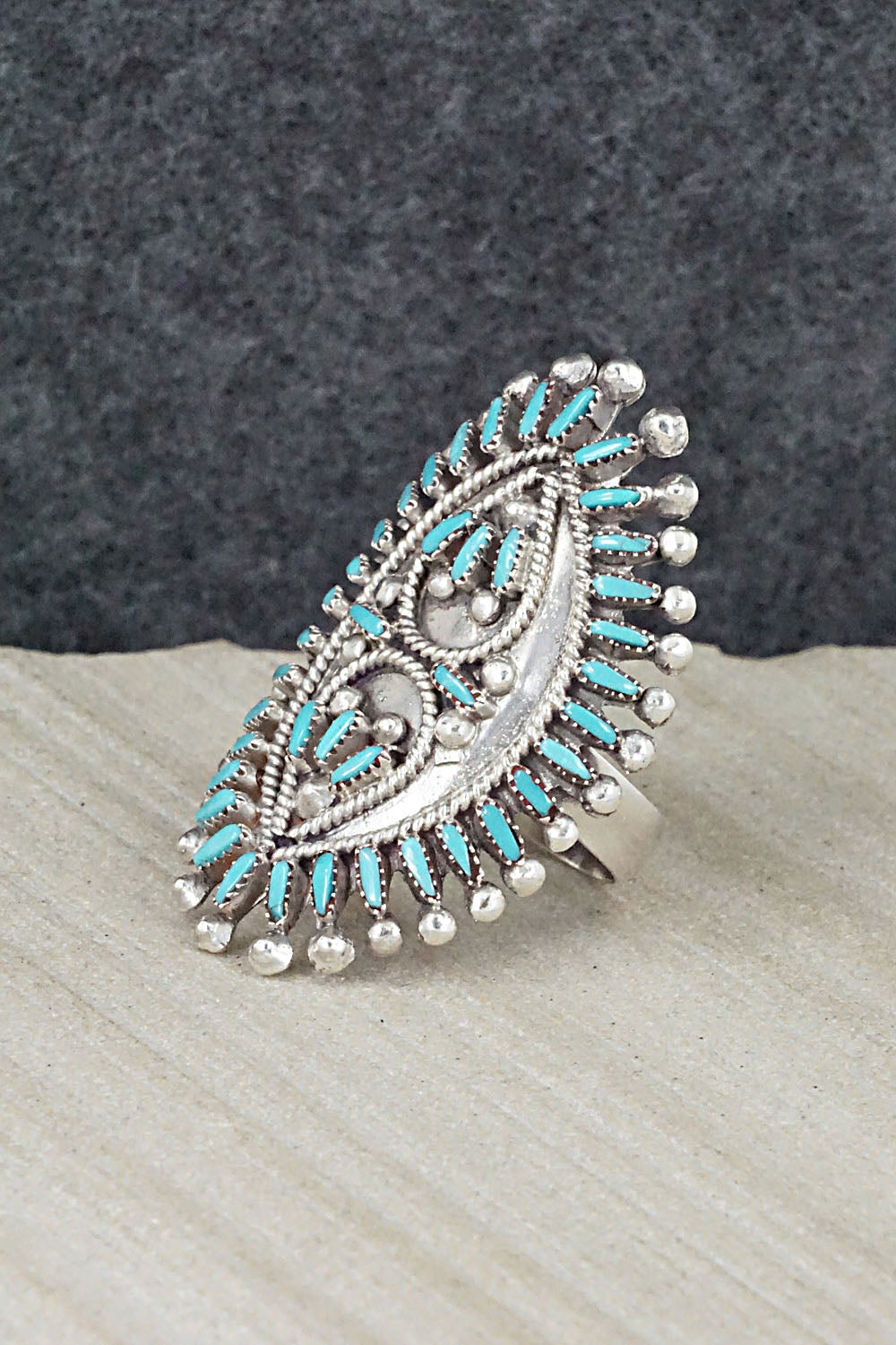 Turquoise & Sterling Silver Ring - Vincent Johnson - Size 7.5
