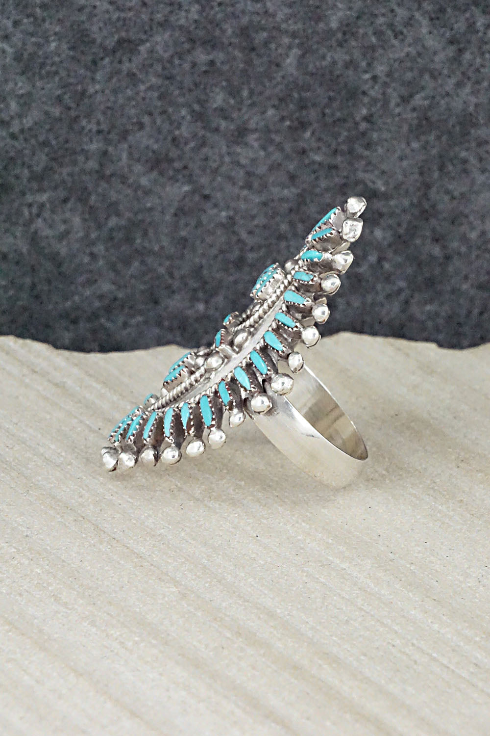 Turquoise & Sterling Silver Ring - Vincent Johnson - Size 7.5