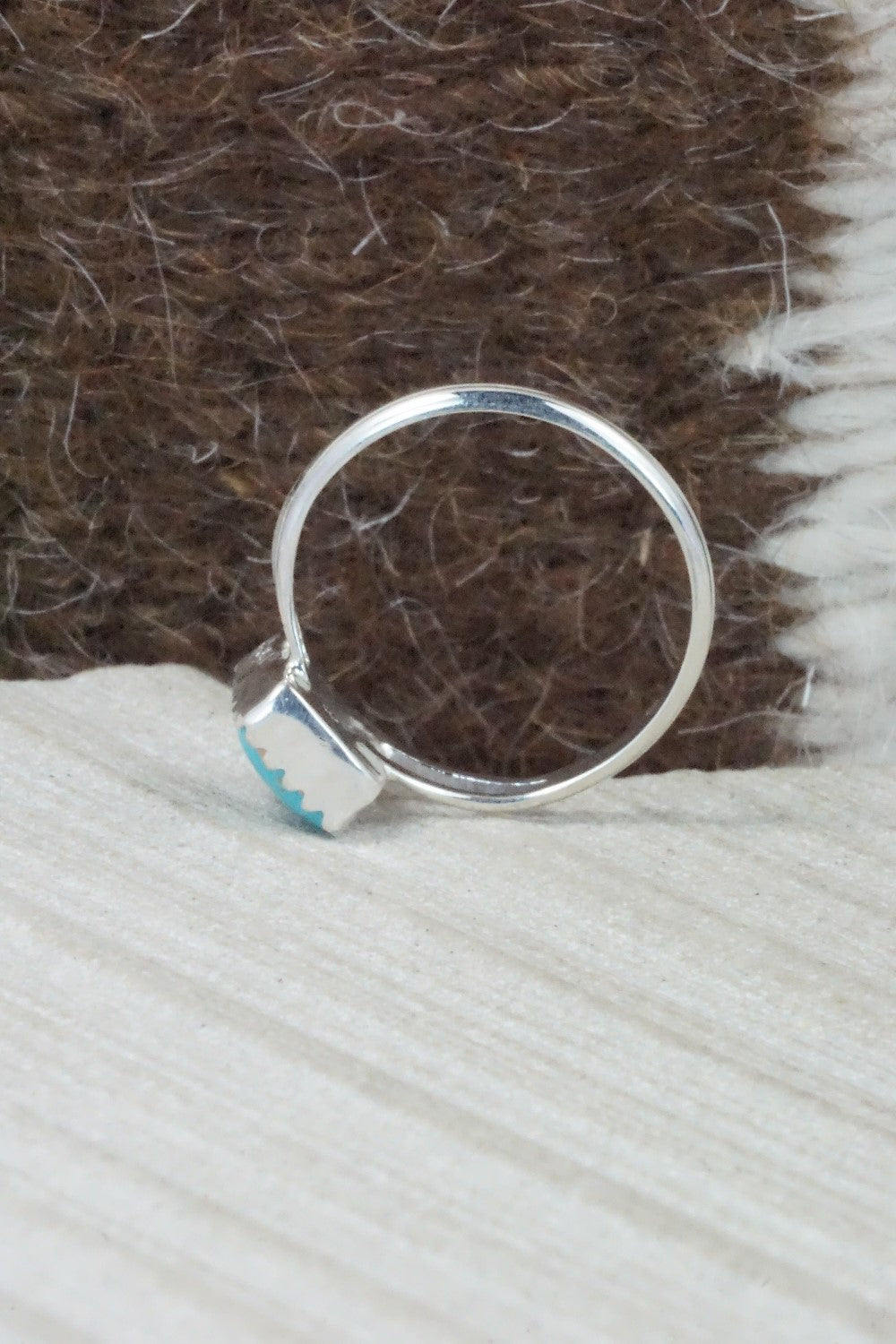 Turquoise and Sterling Silver Ring - Robert Martinez - Size 6.75