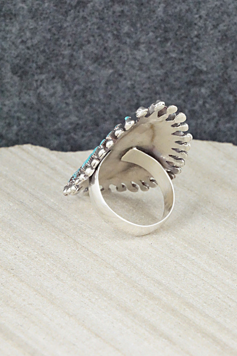 Turquoise & Sterling Silver Ring - Vincent Johnson - Size 7.5