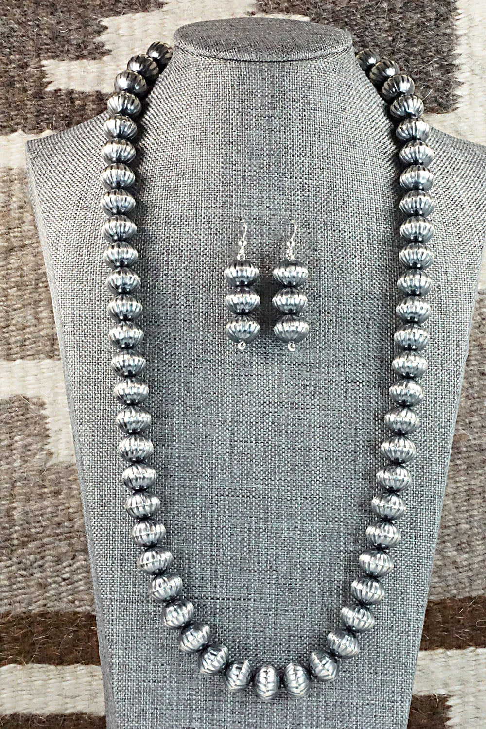 Sterling Silver Navajo Pearl Necklace & Earrings - Tonisha Haley
