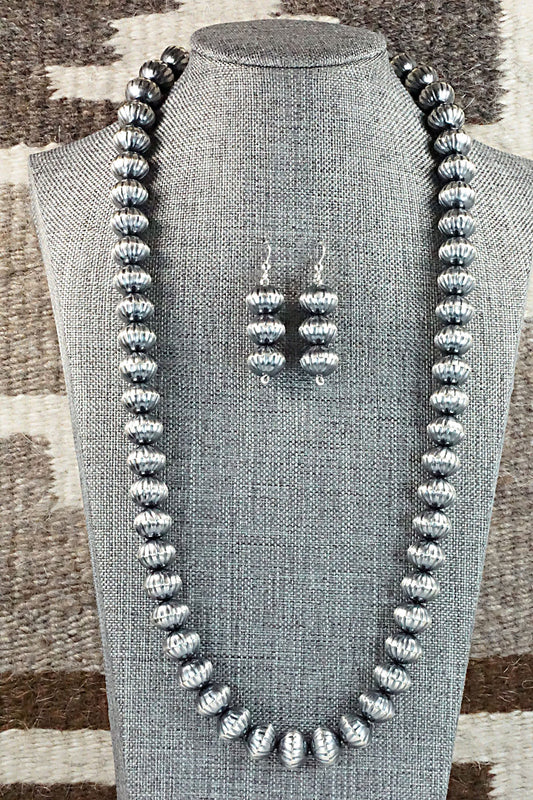 Sterling Silver Navajo Pearl Necklace & Earrings - Tonisha Haley