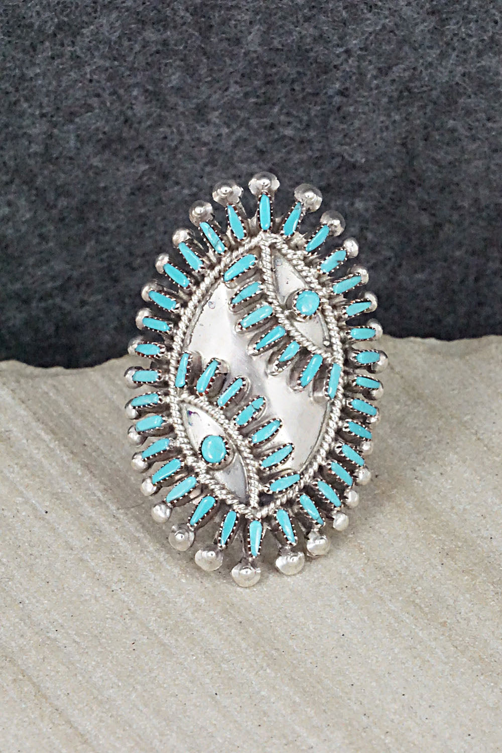 Turquoise & Sterling Silver Ring - Vincent Johnson - Size 8.5