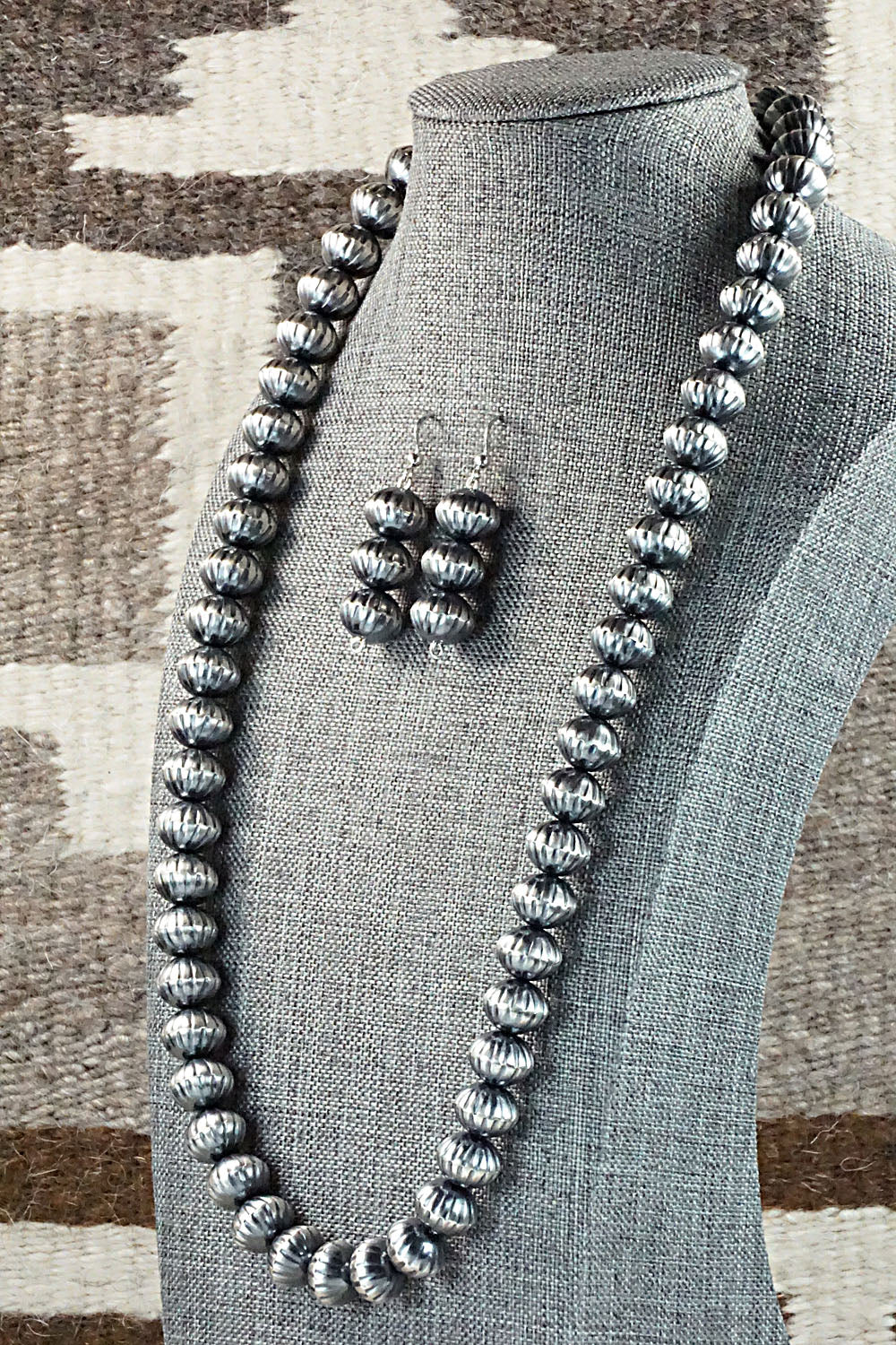 Sterling Silver Navajo Pearl Necklace & Earrings - Tonisha Haley