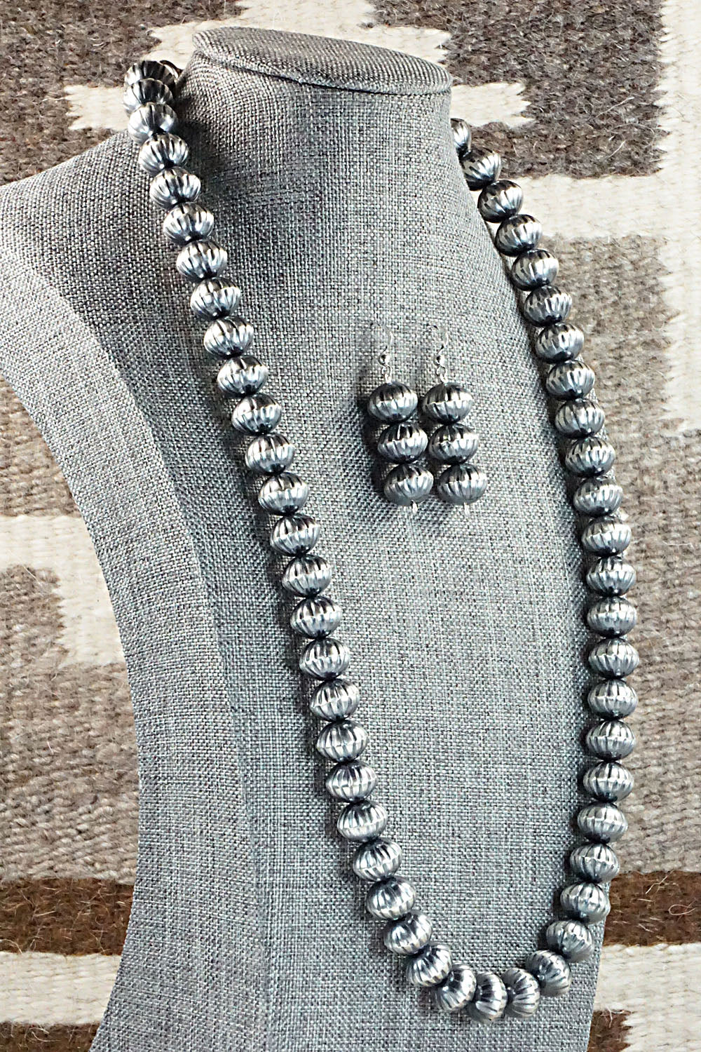Sterling Silver Navajo Pearl Necklace & Earrings - Tonisha Haley