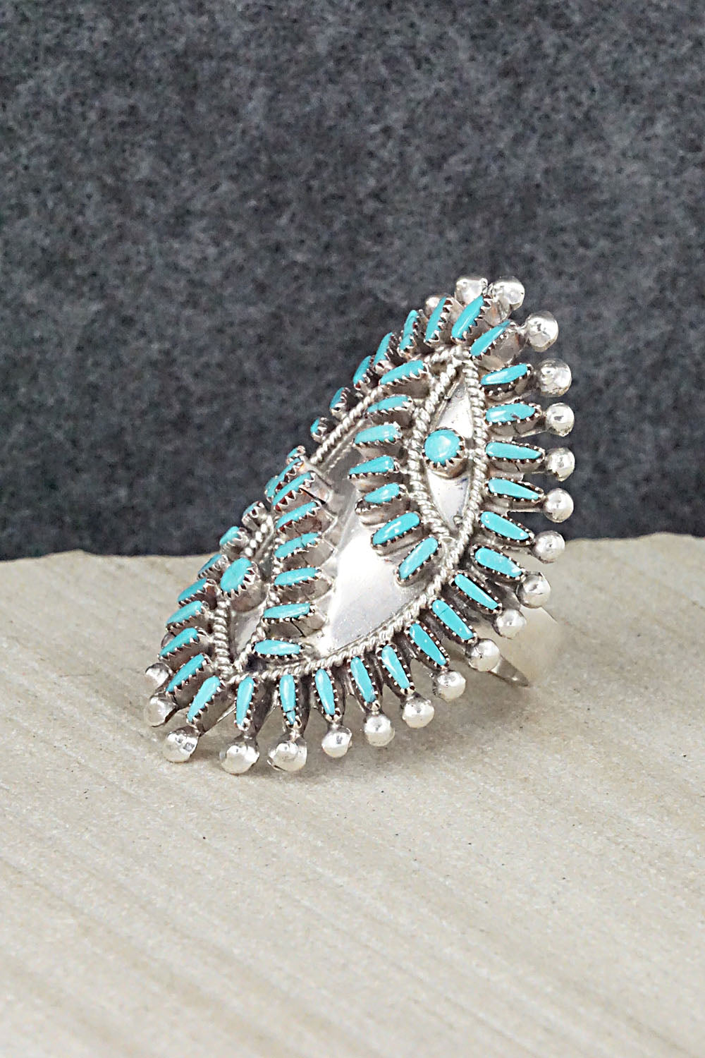 Turquoise & Sterling Silver Ring - Vincent Johnson - Size 8.5