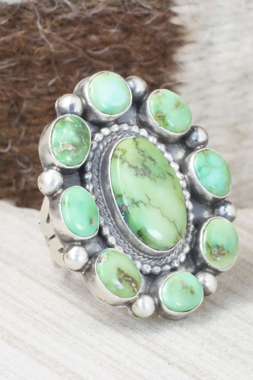 Turquoise & Sterling Silver Ring - Tom Lewis - Size 8