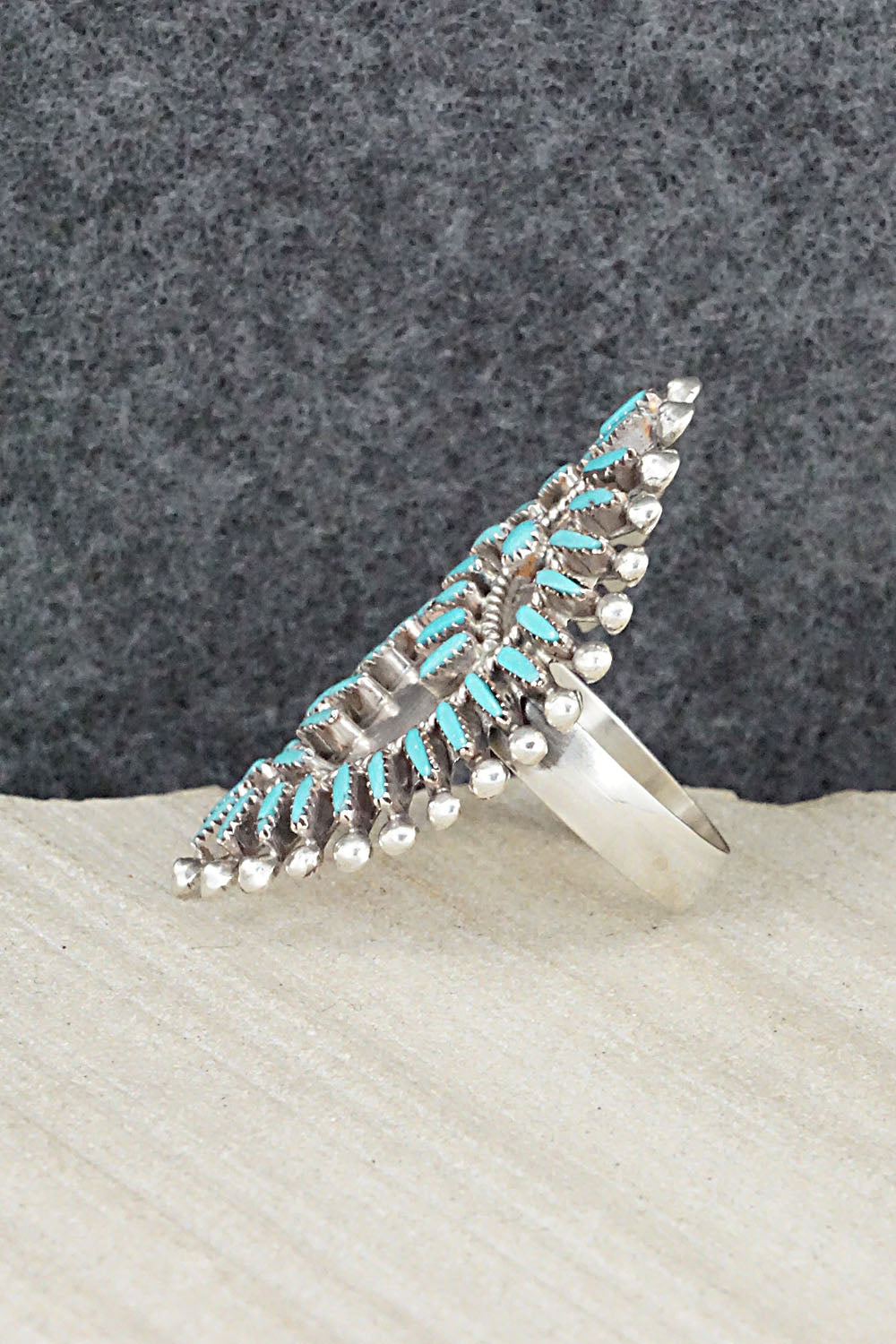Turquoise & Sterling Silver Ring - Vincent Johnson - Size 8.5