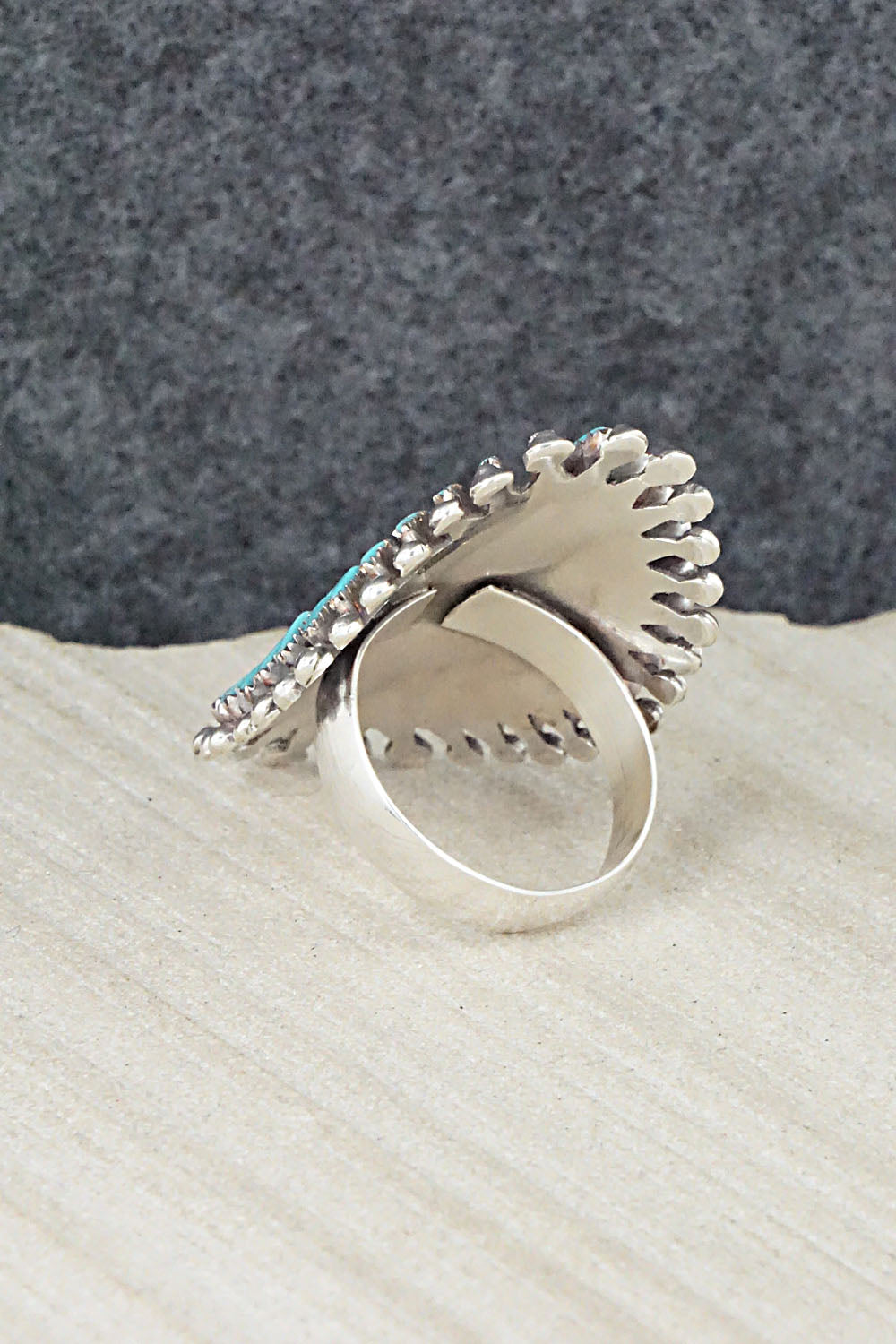 Turquoise & Sterling Silver Ring - Vincent Johnson - Size 8.5