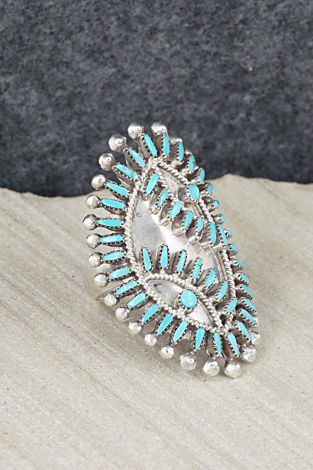 Turquoise & Sterling Silver Ring - Vincent Johnson - Size 8.5