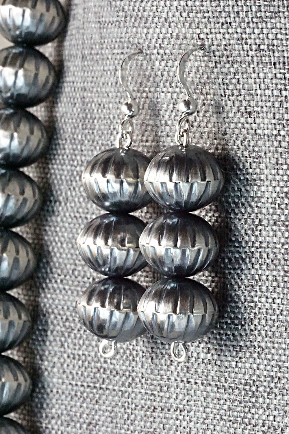 Sterling Silver Navajo Pearl Necklace & Earrings - Tonisha Haley