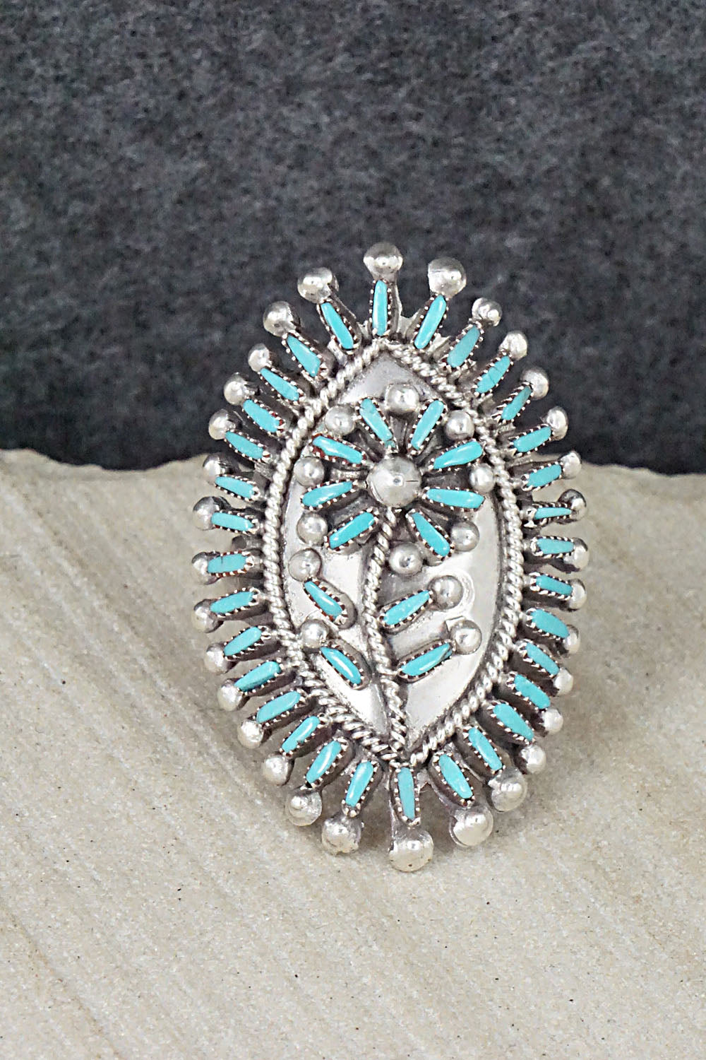 Turquoise & Sterling Silver Ring - Vincent Johnson - Size 7.75