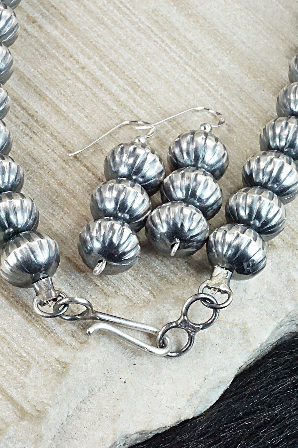 Sterling Silver Navajo Pearl Necklace & Earrings - Tonisha Haley