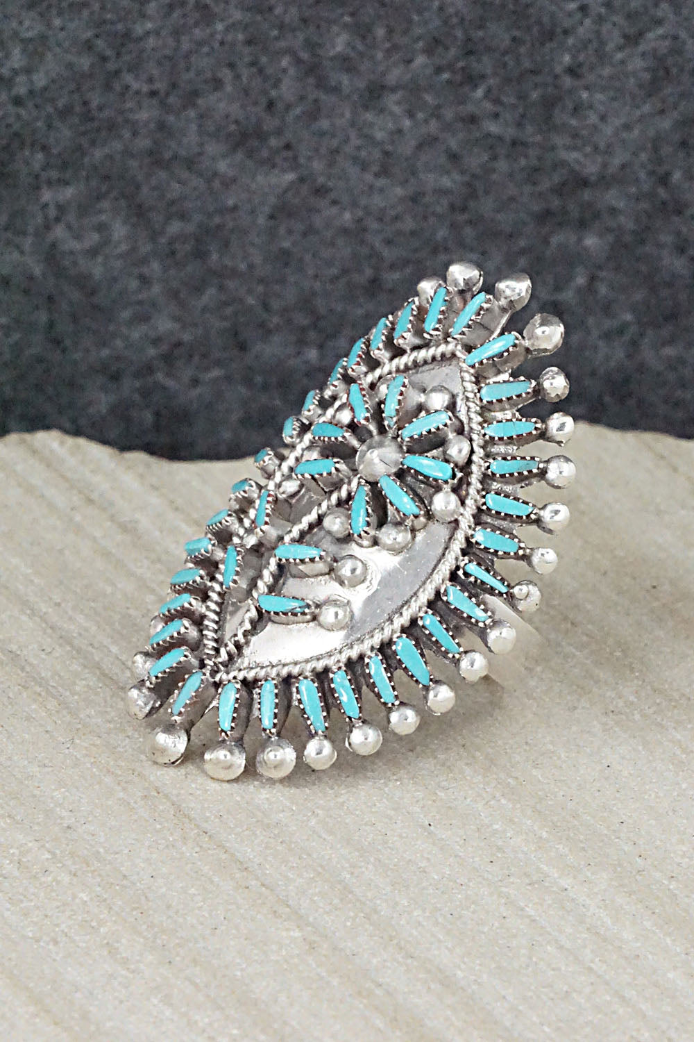 Turquoise & Sterling Silver Ring - Vincent Johnson - Size 7.75
