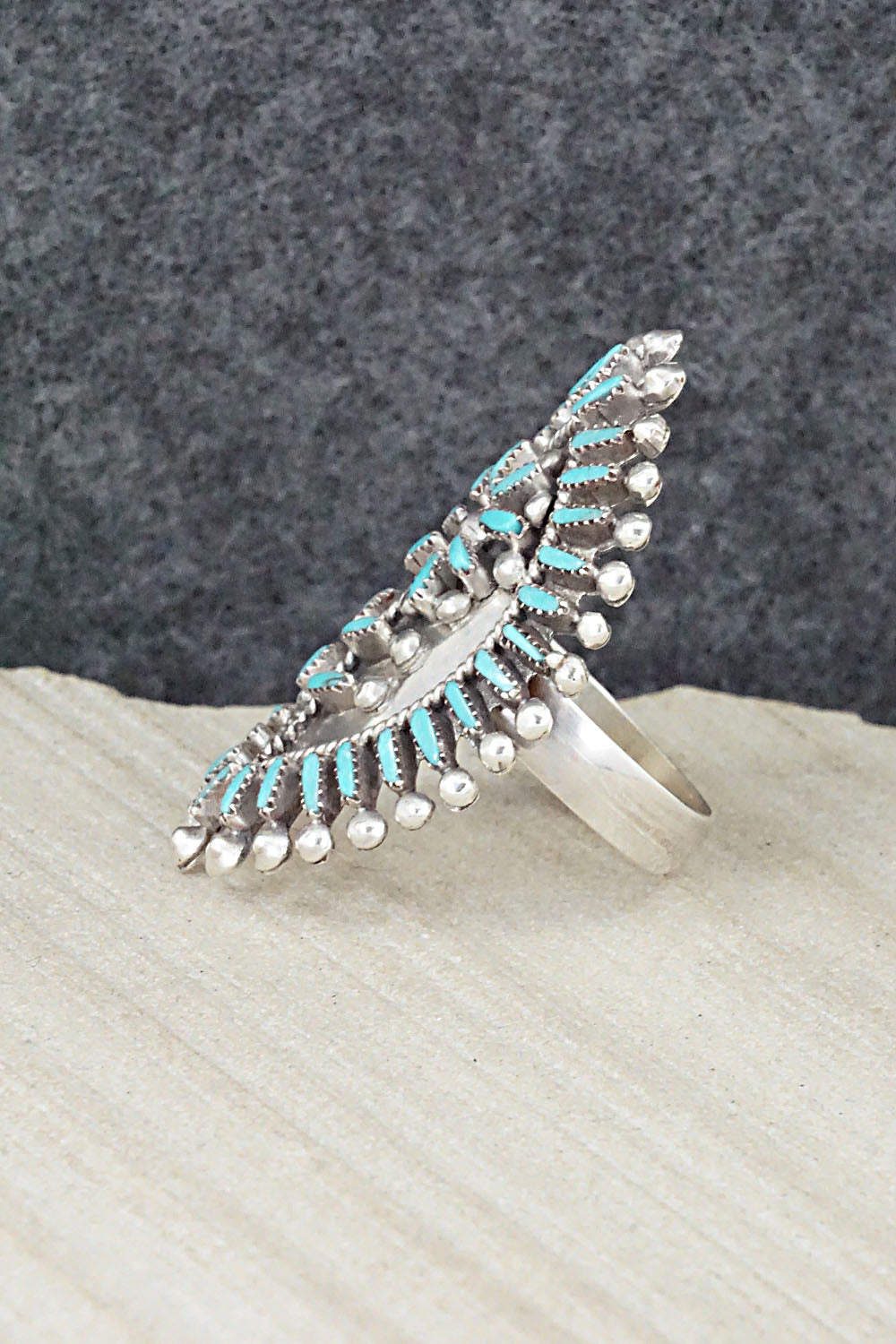 Turquoise & Sterling Silver Ring - Vincent Johnson - Size 7.75