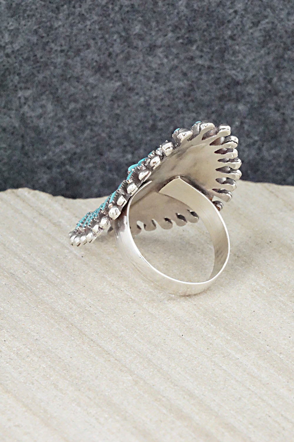 Turquoise & Sterling Silver Ring - Vincent Johnson - Size 7.75